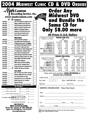 Midwest Clinic CD & DVD Order Form