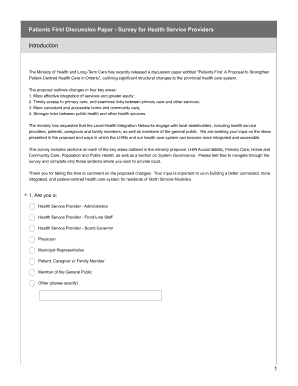 Patients First Health Service Provider Survey