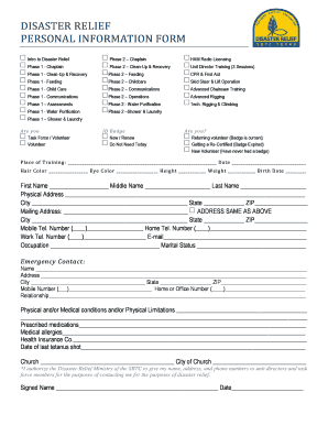 Disaster Relief Volunteer Information Form