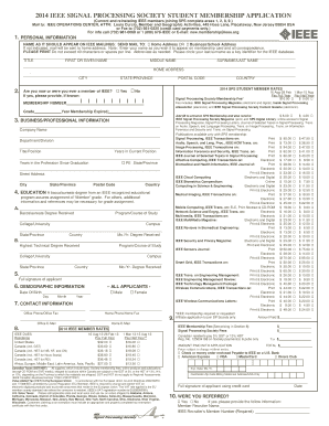 IEEE Signal Processing Society Student Membership Application