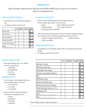 Transportation Survey for Truck Drivers