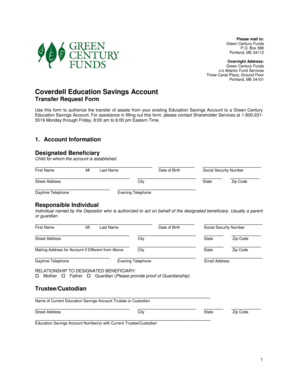 Coverdell Education Savings Account Transfer Request Form