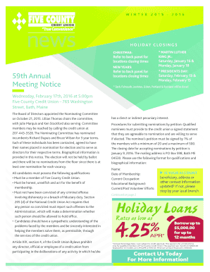 Five County Credit Union Meeting Notice