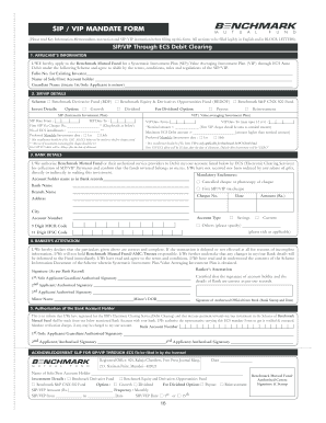 SIP/VIP Mandate Form