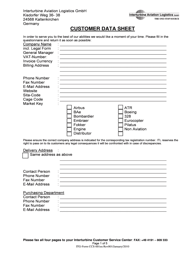 Fillable Online Customer Data SheetKAKIEurope Fax Email Print - pdfFiller