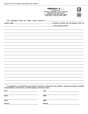 Cincinnati Area Board of Realtors Real Estate Contract Addendum