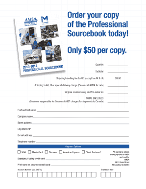 Professional Sourcebook Order Form