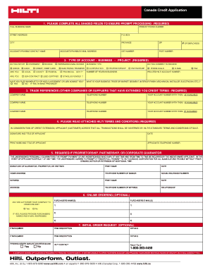 Hilti Canada Credit Application Form