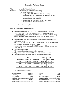 Corporation Workshop Return 1
