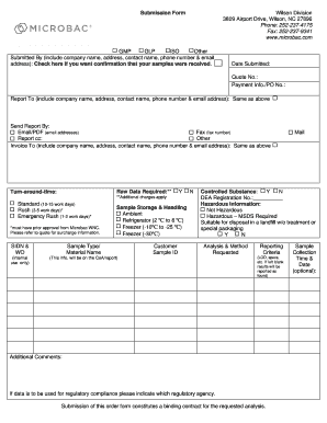 Microbac Wilson Division Submission Form