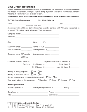VICI Credit Reference Form