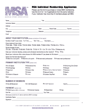 MSA Individual Membership Application Form