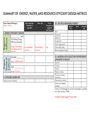 Energy Efficiency Design Metrics Form