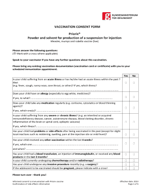 Yellow fever exemption letter template - VACCINATION CONSENT FORM Priorix Powder and solvent for