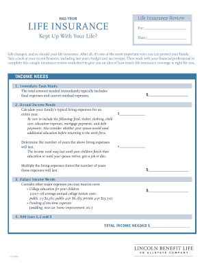 Life Insurance Review Worksheet