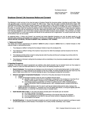 Employer-Owned Life Insurance Notice and Consent