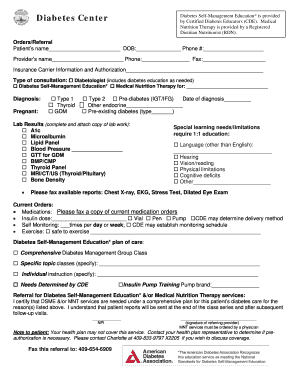 Diabetes Self-Management Education Referral Form