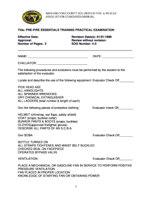 Firefighter Practical Exam Form