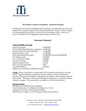 The Alliance Group Professional Insurance Application