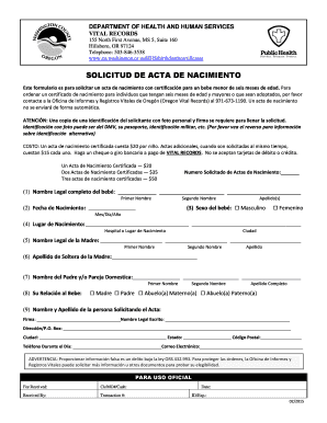 Solicitud de Acta de Nacimiento