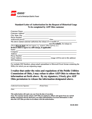 Letter of Authorization for Historical Usage