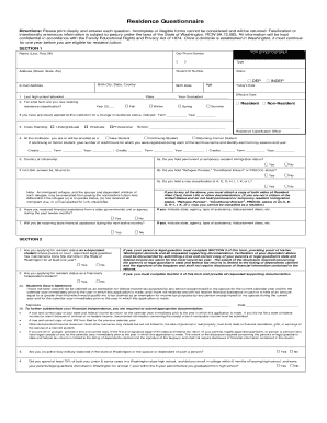 Washington Residence Questionnaire