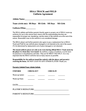 HSAA Track and Field Uniform Agreement