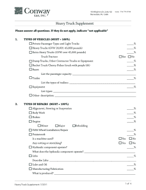 Heavy Truck Supplement Form