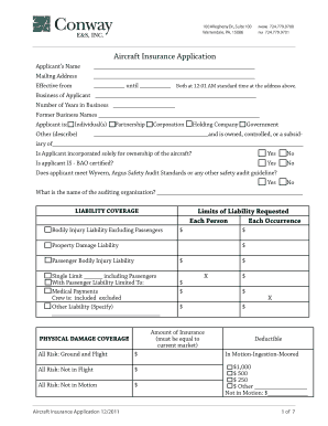 Aircraft Insurance Application Form