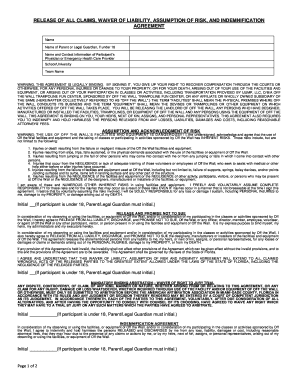 Release of Liability Waiver for Off the Wall Trampoline Fun Center