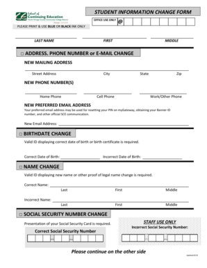 Student Information Change Form