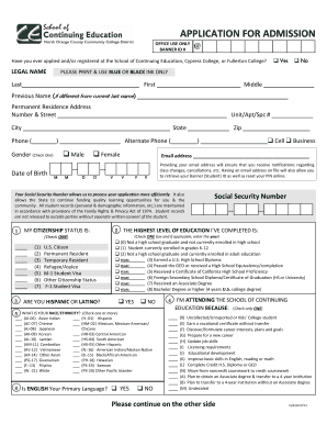 Application for Admission