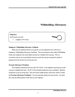 Employee's Withholding Allowance Certificate W-4 Form