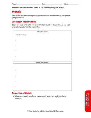 Printable periodic table of elements - Elements and the Periodic Table Metals - mendhamboro