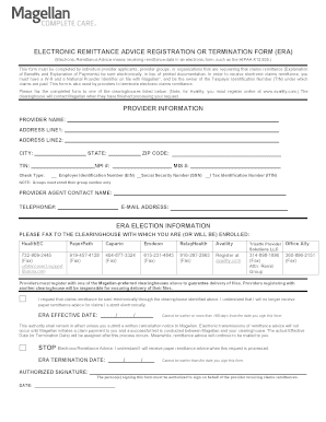 Electronic Remittance Advice Registration Form