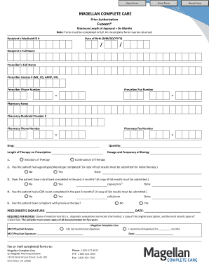 Magellan Complete Care Prior Authorization Form for Fuzeon