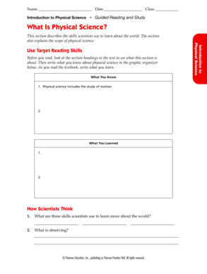 Physical Science Guided Reading Worksheet