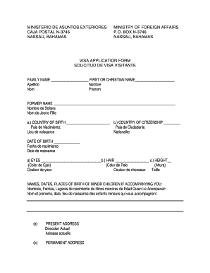 Bahamas Visa Application Form