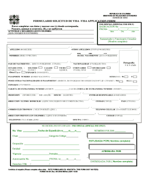 Formulario Solicitud de Visa