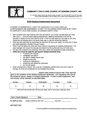 Seeking Employment Agreement