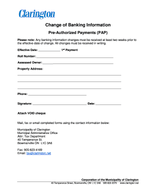 Change of Banking Information Form