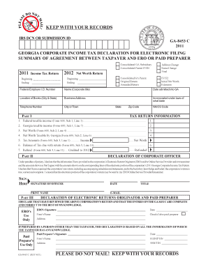 Georgia Corporate Income Tax Declaration