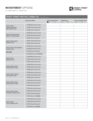 Front Street Mutual Funds Investment Options