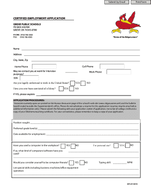 Certified Employment Application