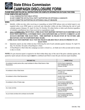 South Carolina Campaign Disclosure Form