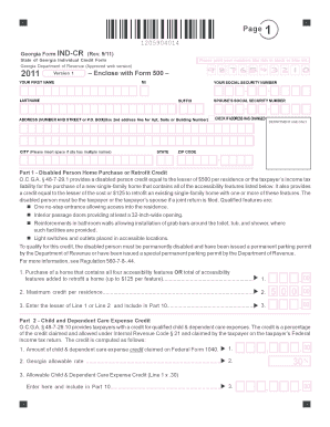 Georgia Form IND-CR Individual Credit Form