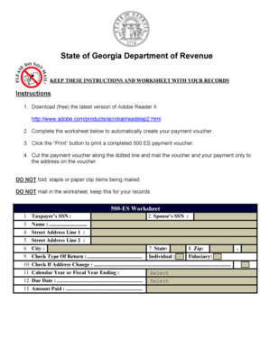 Georgia 500 ES Estimated Tax Voucher