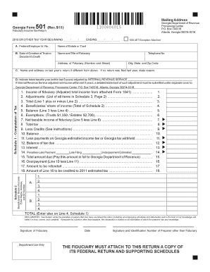 Georgia Form 501 Fiduciary Income Tax Return