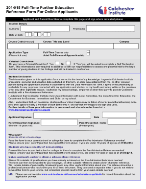 UK Further Education Application Form