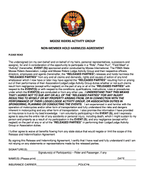 Non-Member Hold Harmless Agreement
